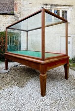 Large early 20thC hardwood museum display case / cabinet #9119