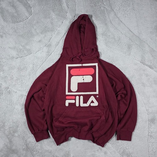 Fila men burgundy hoodie - burgundy,