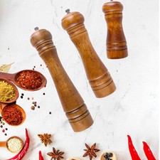 Retro Refillable Wooden Salt Pepper Mill Spice Herb Manual Grinder 5" 8" 10" 