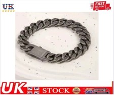 Men's Biker Rock Charm Flat Curb Link Chain Stainless Steel Bracelet Cuff Bangle