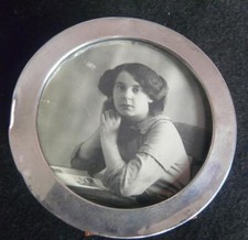 antique silver photo frame wood  hallmarked .1914 zimmerman  dent/ding