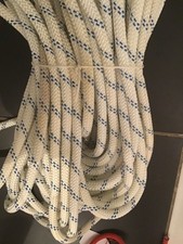 Rope plait  polyester size 10 mm length 28 metres white & blue New & unused..