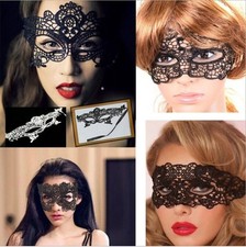 STUNNING BLACK VENETIAN MASQUERADE EYE MASK HALLOWEEN PARTY LACE FANCY DRESS