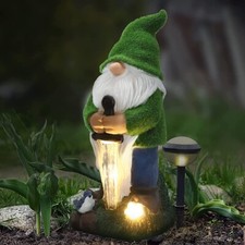 Garden Ornaments Gnome Solar Powered Knight Outdoor Statue LED Resin Lawn Patio