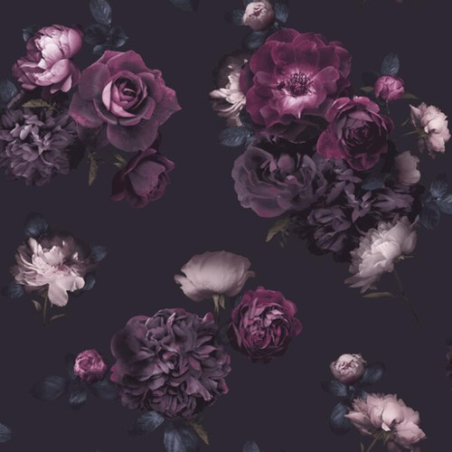 Purple plum floral wallpaper - purple,