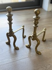 Pair Vintage Brass Fire Dogs