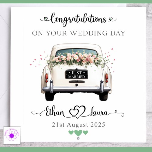 Personalised wedding day card - personalised,