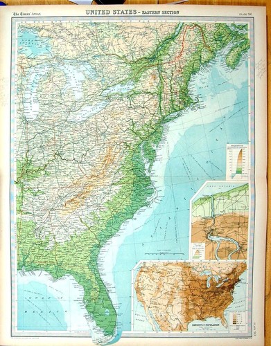 Antique print times map 1922 - print,