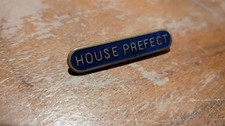 Vintage enamel metal badge mid 20th century school house prefect blue pin badge