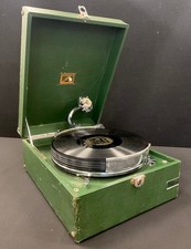 HMV 97C Green Portable Gramophone – Lovely Condition with Record Tray See Video