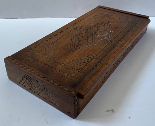 Vintage wooden box carved - carved, art