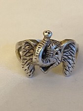 Vintage Sterling Silver Elephant Design Ring Size J
