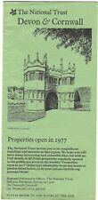 Devon & Cornwall National Trust  Properties Open in 1977 Information Sheet