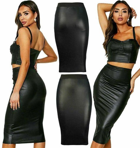 Women wetlook pvc - pvc, flared