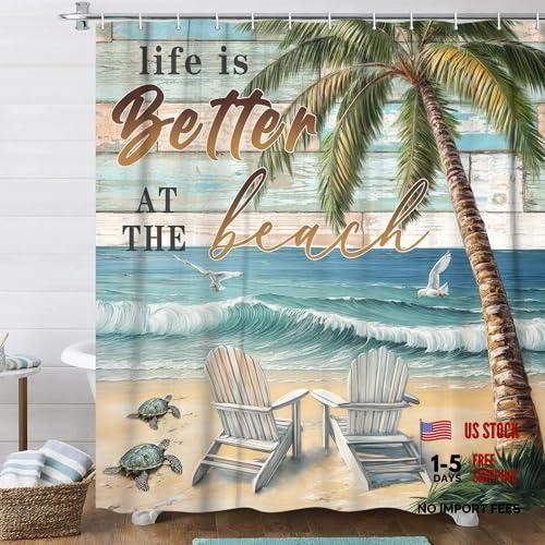 Beach scene shower curtain - shower,
