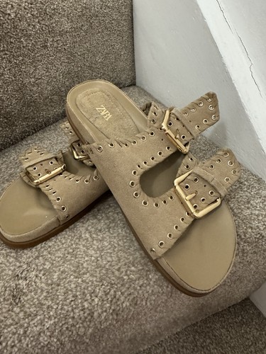 Zara beige real suede - real, buckle