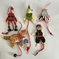 5 Pull String Wooden Puppet  Toys Christmas Tree Decorations Ornaments