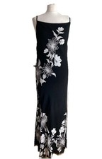 Vintage Michaela Louisa Dress Fits UK 12 Black Long Bias Cut Floral 