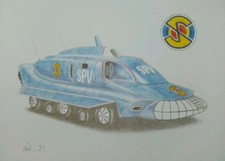 Captain Scarlet  pectrum Pursuit Vehicle SPV drawing print + Free Angle print 