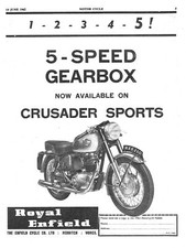 1962 Advert Royal Enfield 'CRUSADER SPORTS' 250cc Motorcycle Print Ad Ephemera