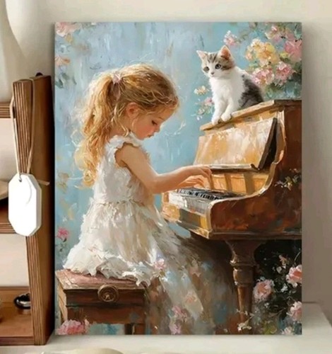 Girl paint numbers kit - paint,