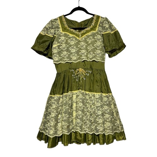 Vintage green lace embroidered - lace,