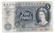 Hollom Five Pounds £5 Banknote A59 1963 Issue 