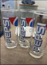 Pepsi tall glasses x 3Clean No Chips Or Cracks 