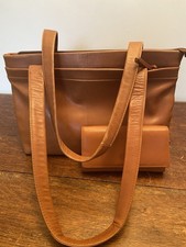 Leather tan shoulder bag, Jobis with matching purse with compartments