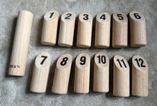 NUMBER KUBB / Outdoor throwing game / wooden garden skittles