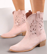 Women's Pink Faux Suede Floral