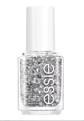 Silver glitter nail polish - glitter,