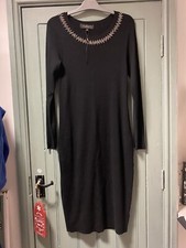 Ladies Paul Costelloe Black Stretchy Jumper Dress Evening, party Size XL UK 16