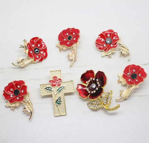Vintage gold tone red enamel - tone,