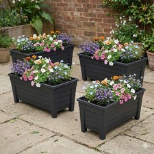 4 Black Trough Planter 55cm
