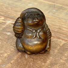 Vintage Netsuke Japanese Wood Hand Carving Tanuki or Japanese Raccoon Dog M