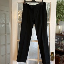 Taylor And Wright Mens Black Tailored Size 32 Regular Trousers