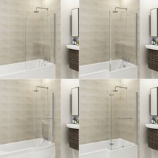 Chrome Pivot P L Shaped Curved Square Hinged Bath Shower Screen Glass Door Panel