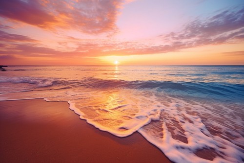 Stunning sunset beach seascape - beach,
