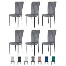 2/4/6Pcs Velvet Dining Chairs with Upholstered Seat and Metal Legs-ELLE