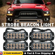 4x 12V 24V Amber 12 LED Strobe