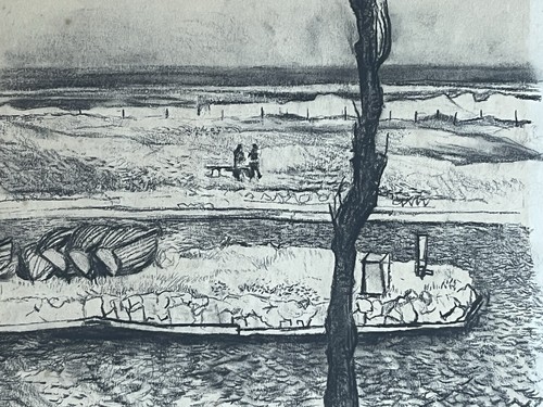 Post war drawing stylised - post,