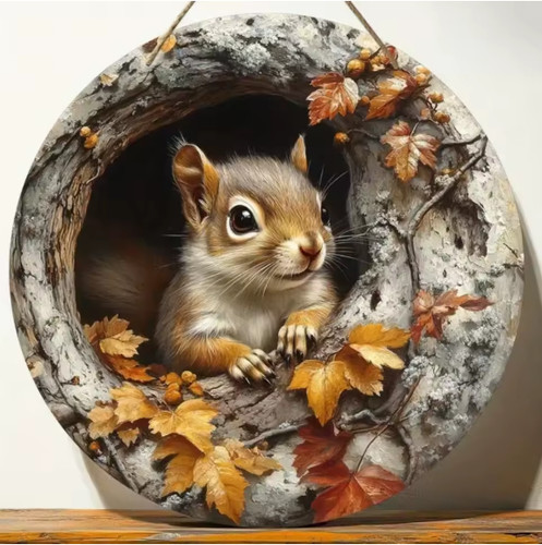 Squirrel garden plaque - squirrel, wooden