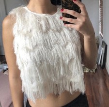 Zara Fringe Crop Top Size