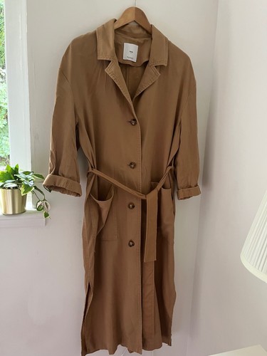 Mango brown cotton long trench - cotton,