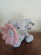 Elliot and Buttons - Elephant Soft Toy for Mum holding Flower - Tagged