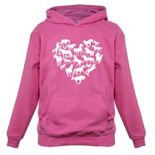 Love Heart Horse - Kids Hoodie Horses Pony Animal Rider Riding Jockey Lessons