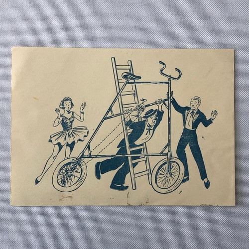 Circus bicycle act postcard - circus,