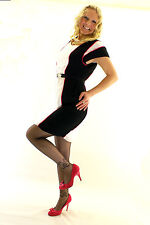 Black Ankle Tattoo Tulle Seamed Tights S/M, M/L