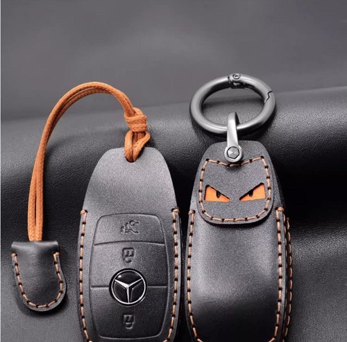 Leather key fob - case, with